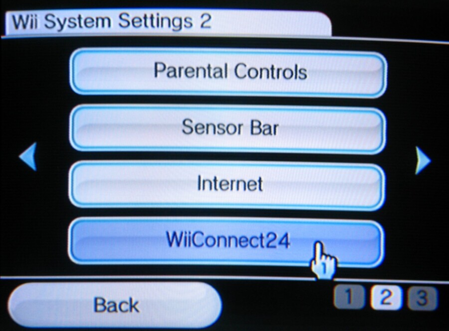 on page two select the WiiConnect24 button