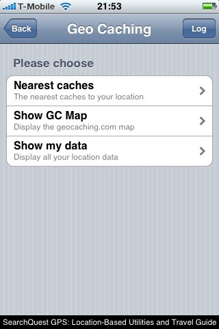 The resulting menu, choosing an option will open Mobile Safari