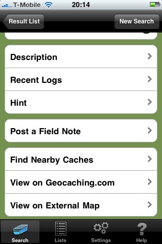 Geocaching App: Cache Details
