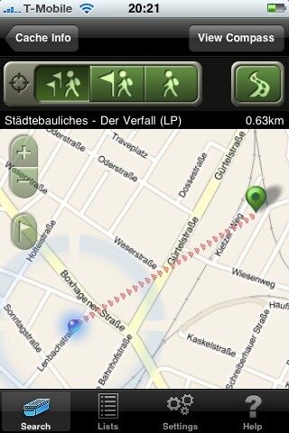 Geocaching App: Map Navigation