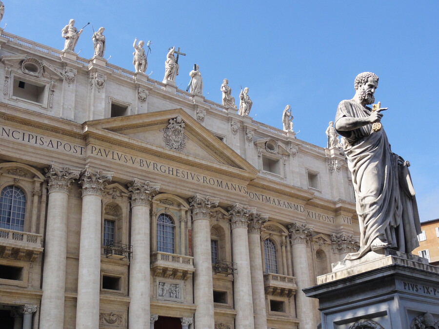 Statue of St. Peter in Front of St. Peter's Basilica