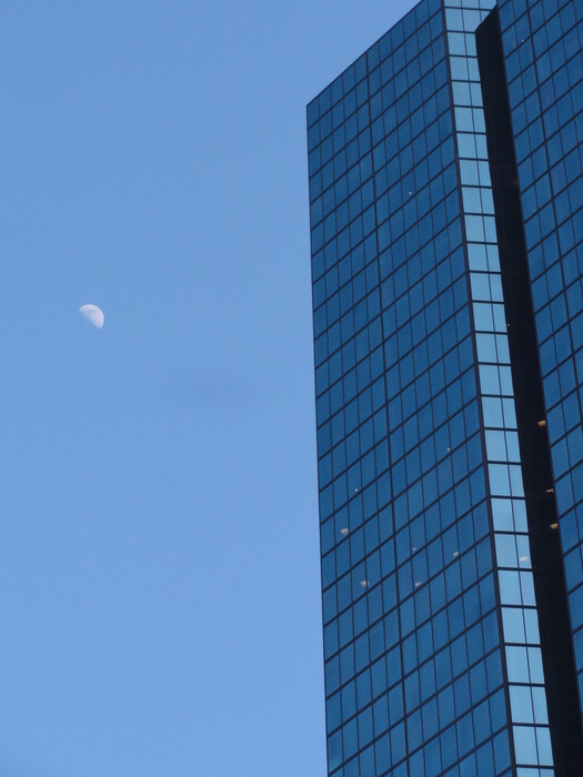 Moon next to the John Hancock Tower