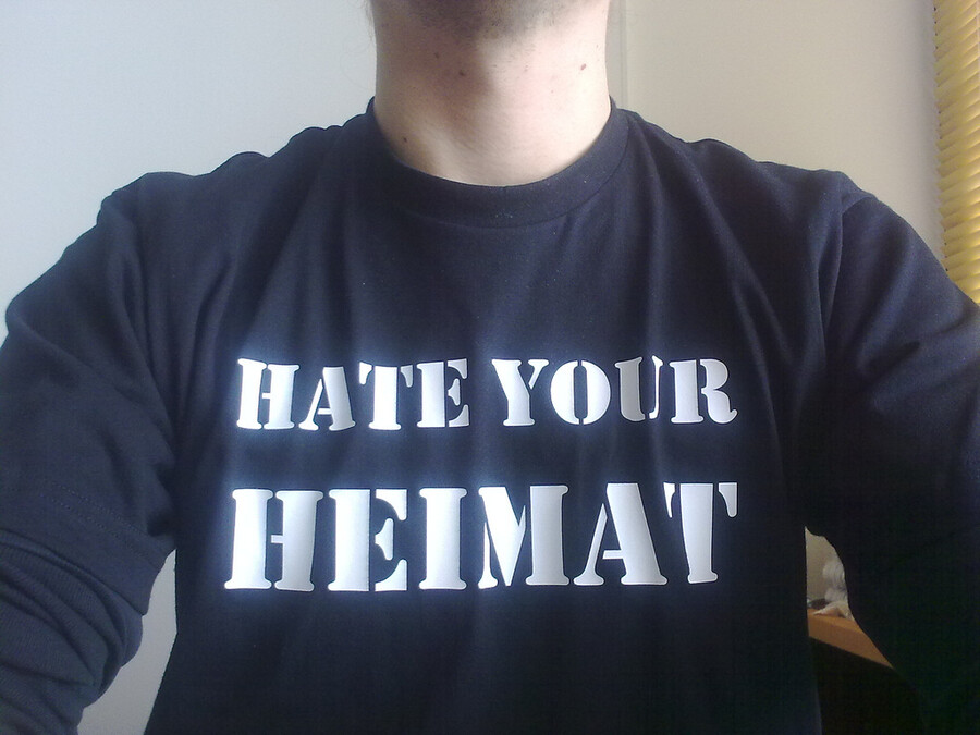 Jürgen Geuter with his "Hate Your Heimat" shirt
