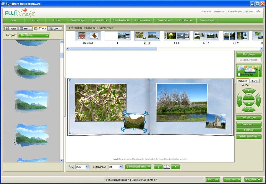 FujiDirekt Software - Selecting a Photo Effect