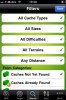 Geosphere App: Filter Options