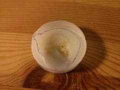 Traced outline in wax