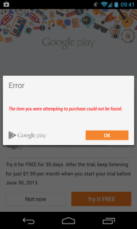 No Service in Google Music