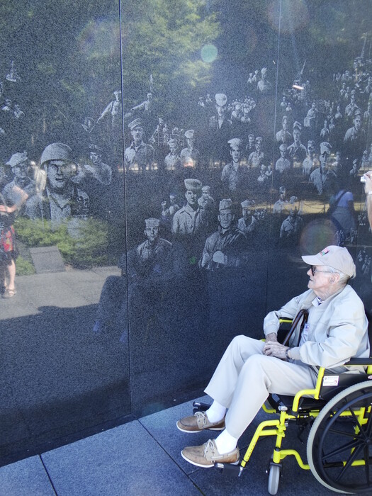 Veteran at the Korean War Memorial